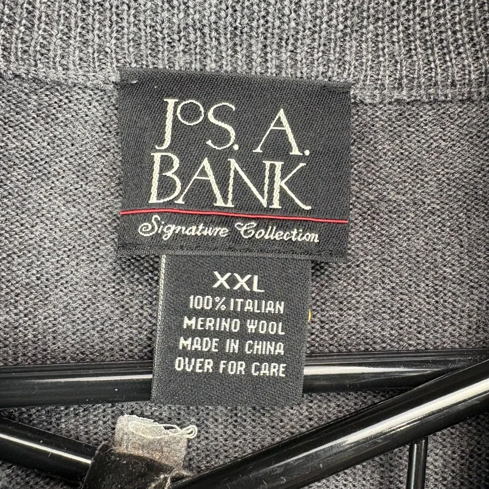 JOS A BANK Mens XXL 100 Italian Merino Wool 14 Zip‎ Sweater Grey